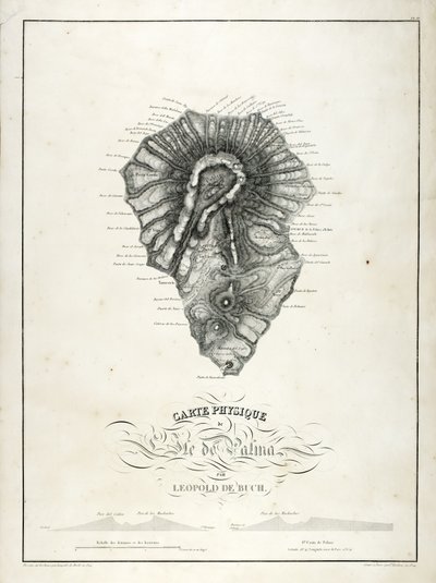 Physical Map of La Palma, 1814 by Leopold de Buch